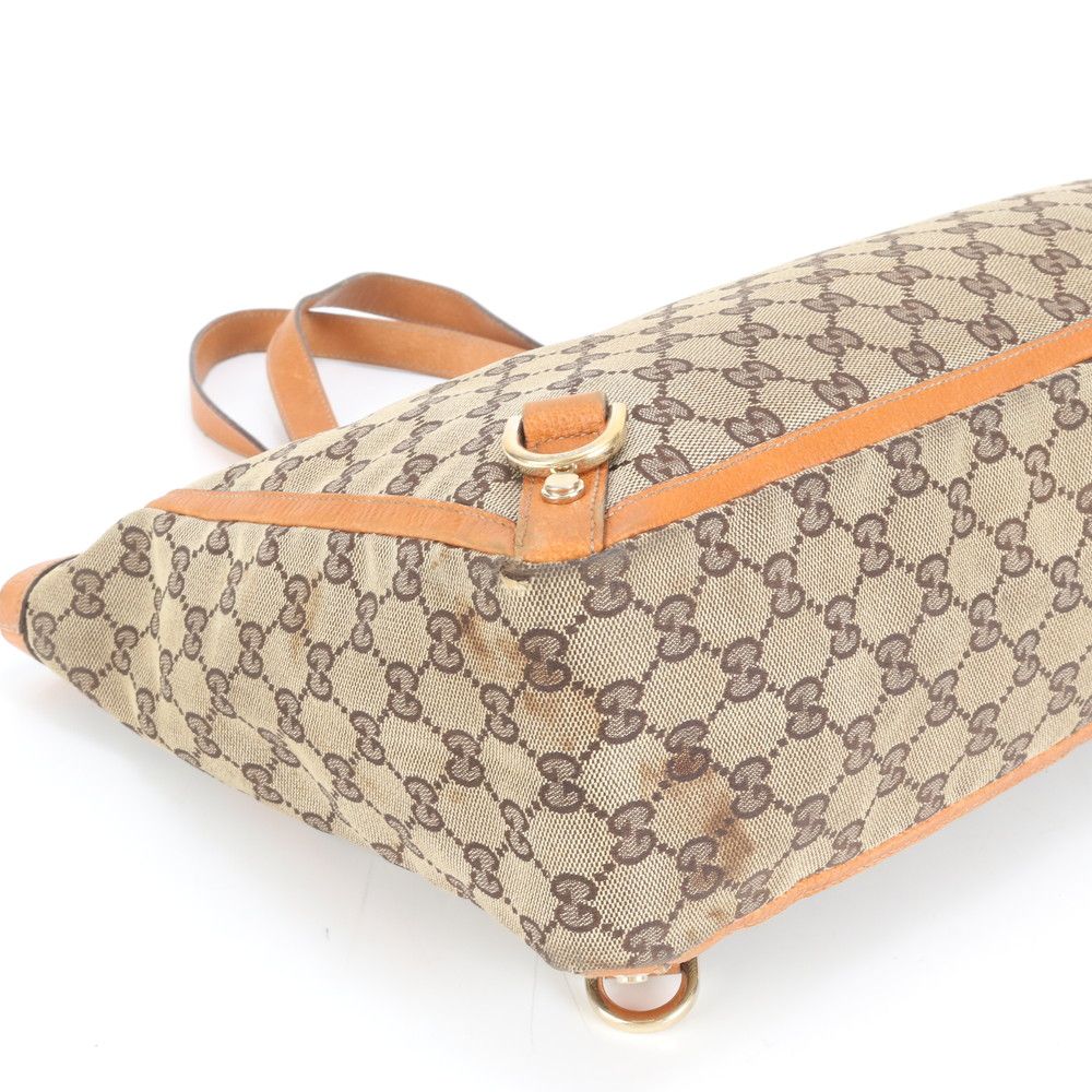 美品 グッチ GG キャンバス アビー 141472 レザー トート バッグ