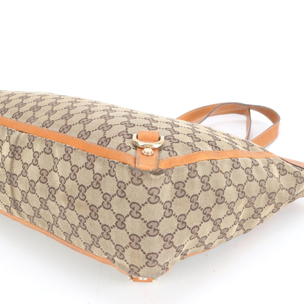 美品 グッチ GG キャンバス アビー 141472 レザー トート バッグ