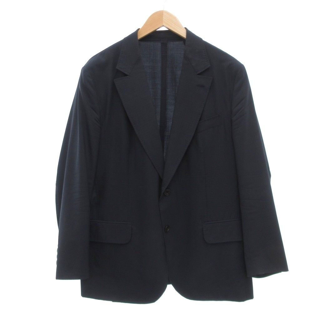 ベルルッティ Berluti セットアップ スーツ テーラードジャケット パンツ ウール 袖裏カリグラフィー R52 54 ネイビー /UO