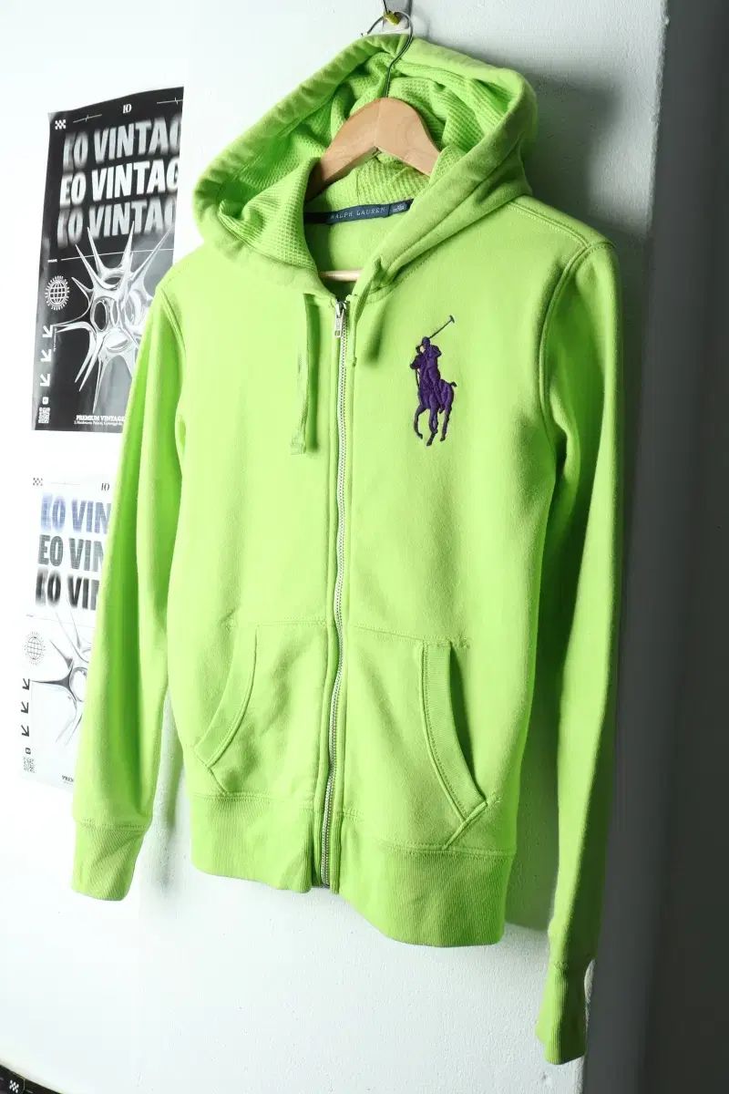W XS ポロ ラルフローレン ジップアップフーディー Y 2 K ペールグリーン ビックポニー -16369