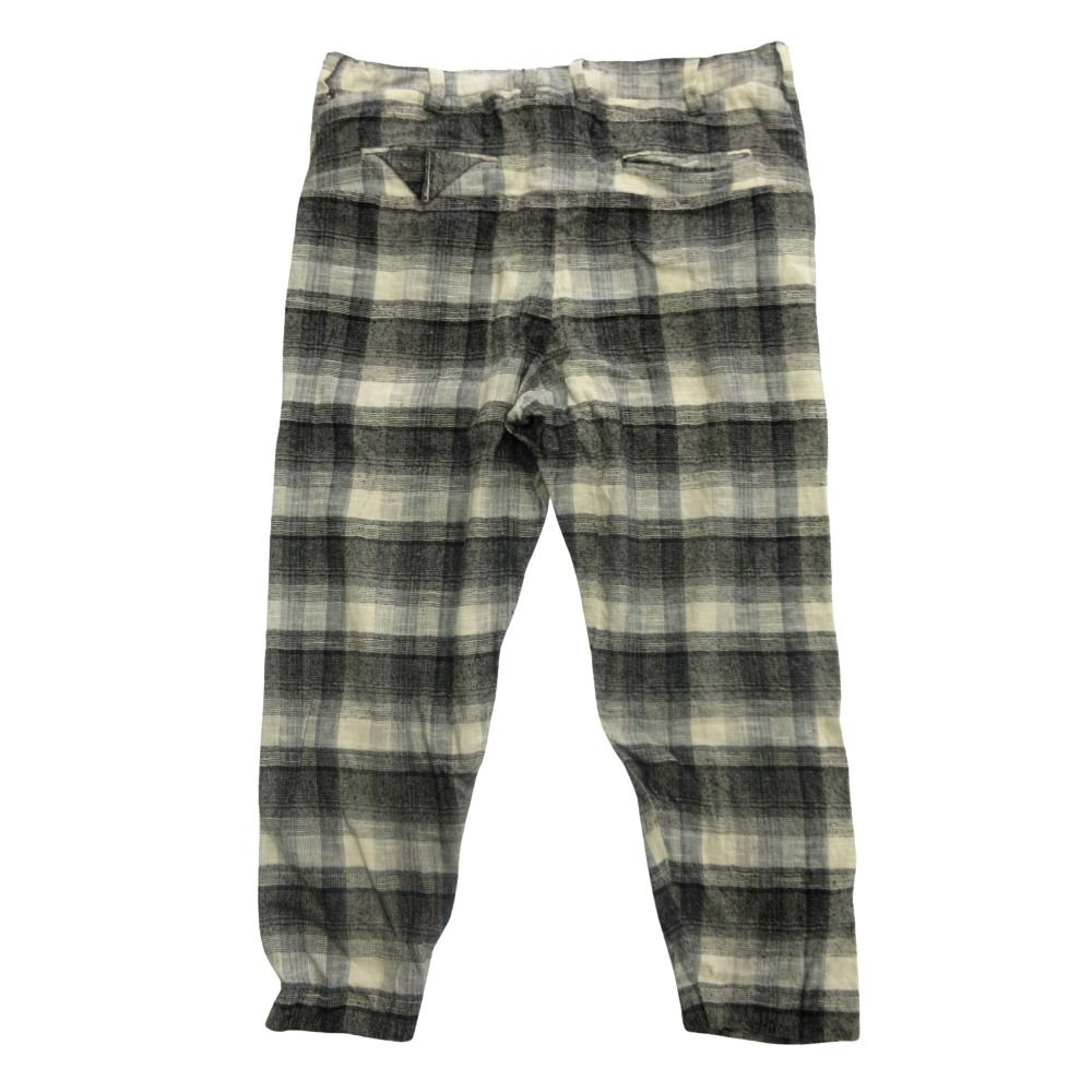 14 ss SUNSEA サンシー リネン シルク オンブレチェック パンツ スラックス サイズ1 グレー アイボリー メンズ 古着