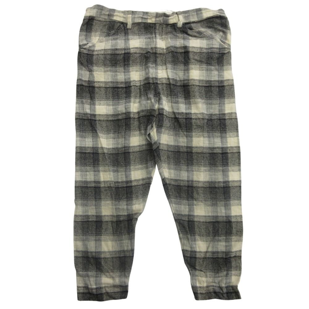 14 ss SUNSEA サンシー リネン シルク オンブレチェック パンツ スラックス サイズ1 グレー アイボリー メンズ 古着