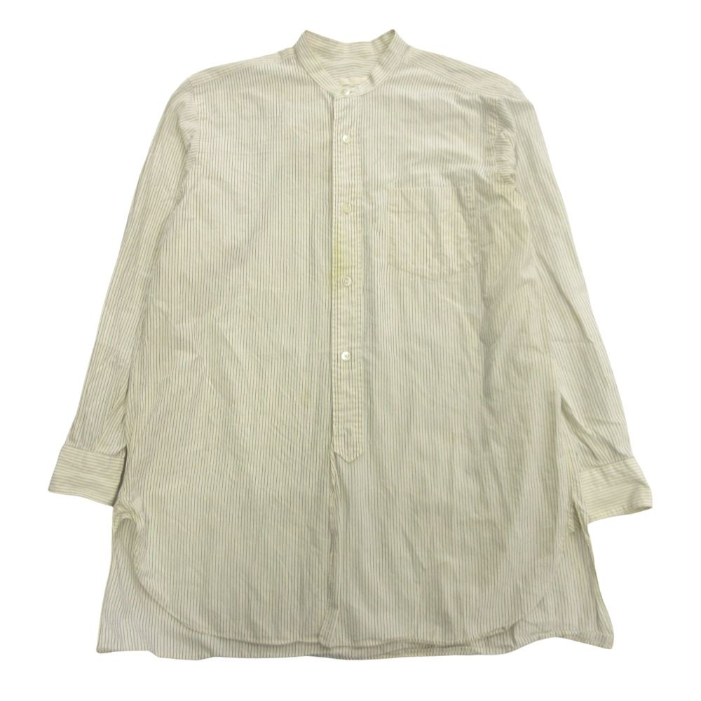 16 aw COMOLI コモリ ストライプ バンド シャツ カットソー オーバーサイズ 0 アイボリー ネイビー メンズ 古着