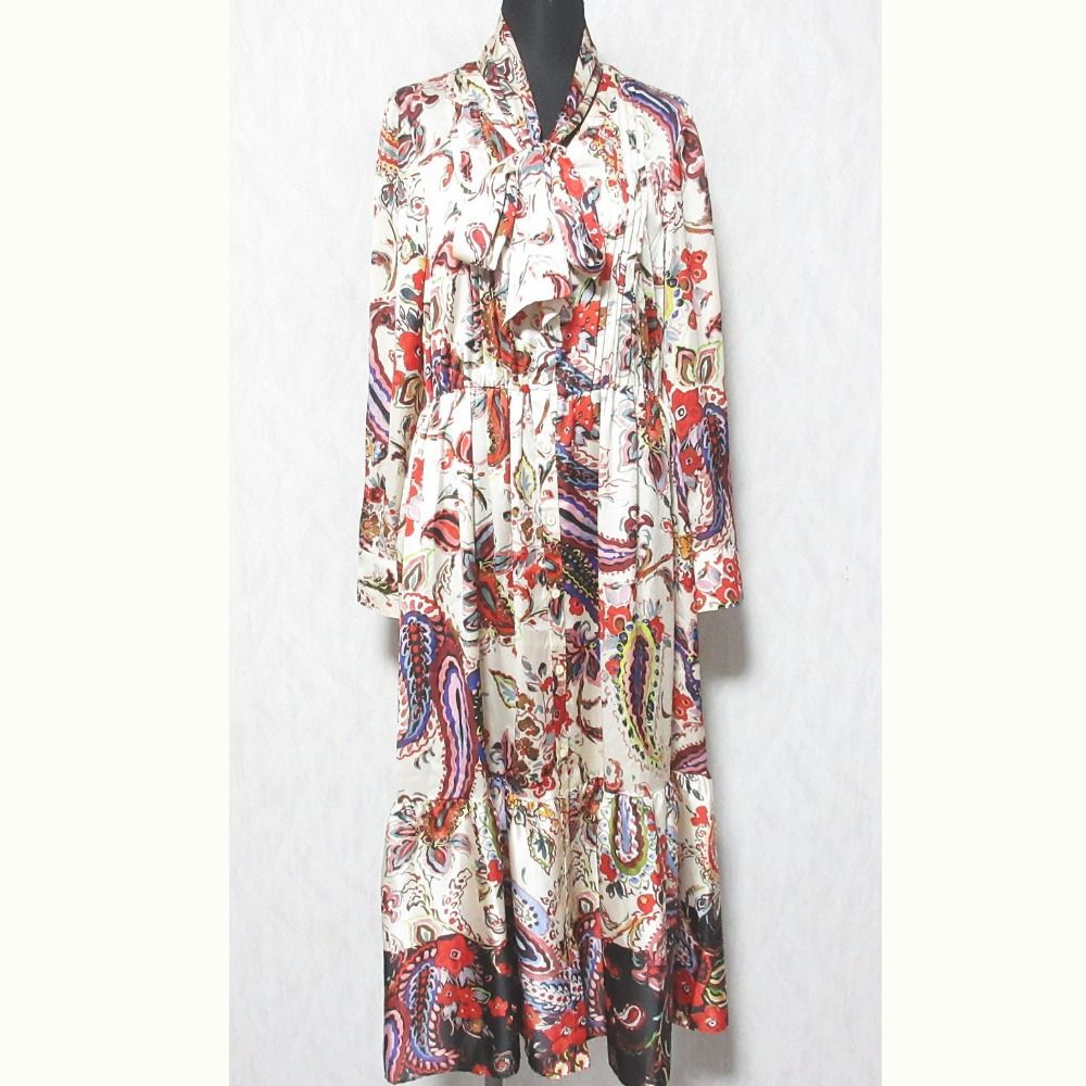 GRACE グレースコンチネンタル ペイズリープリントボウタイワンピース サイズ36 キナリ マルチ レディース 古着