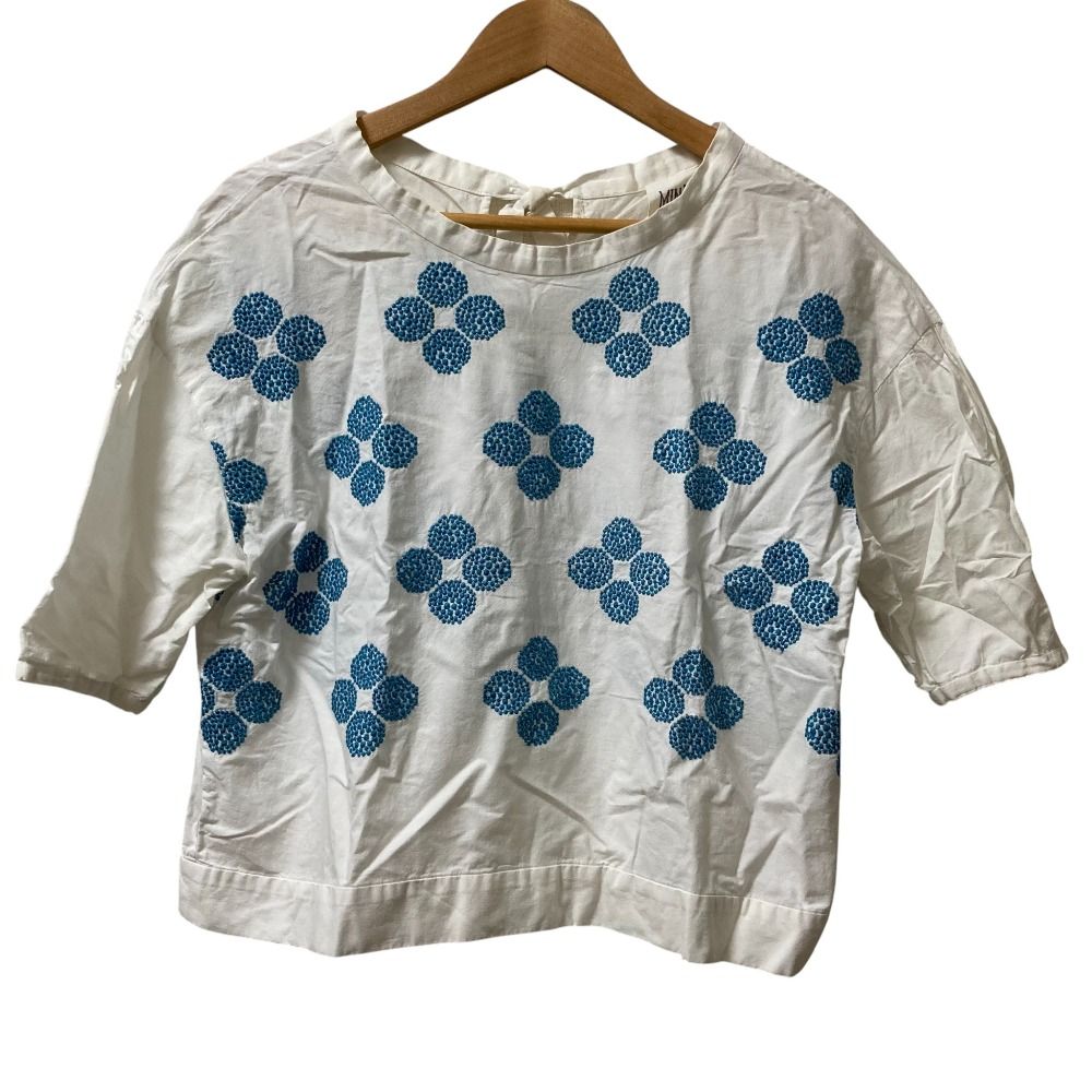 mina perhonen ミナペルホネン hana beads 刺繍ブラウス ssl 1669 サイズ38 ホワイト レディース 古着