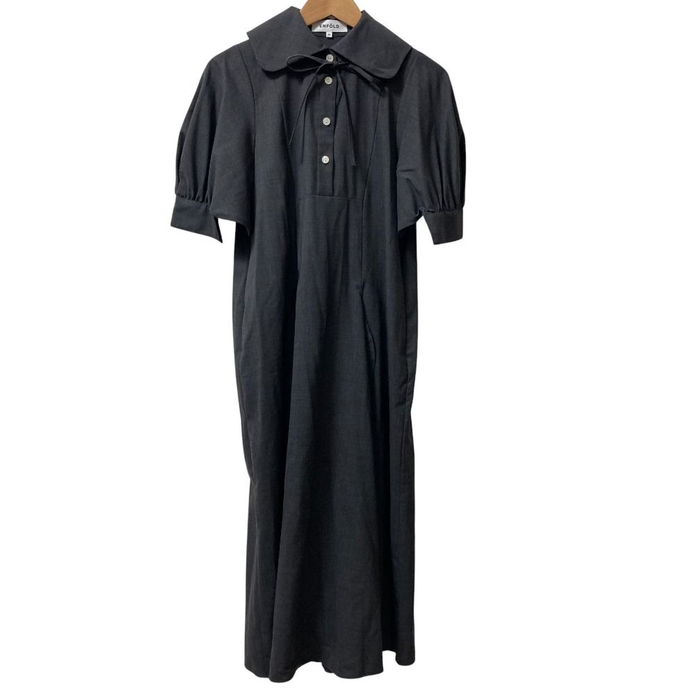 24 SS ENFOLD エンフォルド SQUARE SLEEVES DRESS ロングワンピース 2600 サイズ36 グレー レディース 古着