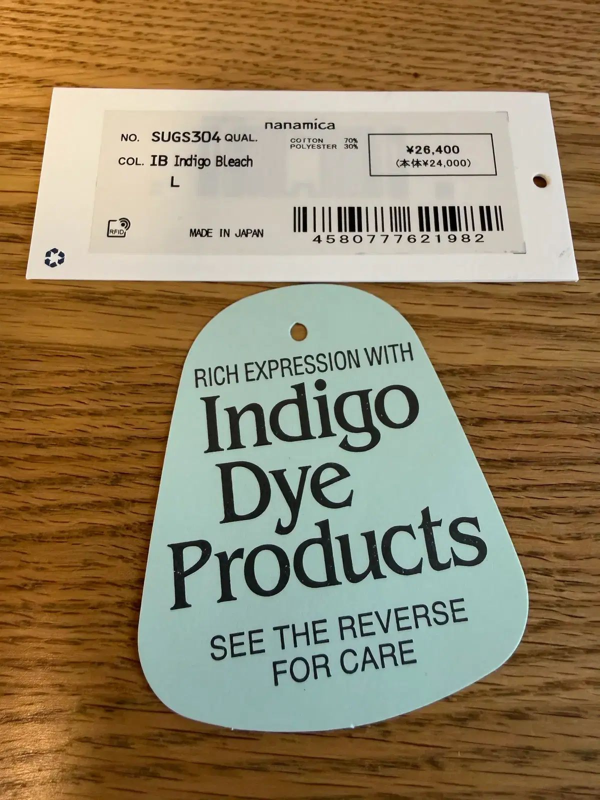 nanamica レギュラー シャンブレー シャツ Indigo BLEACH Lサイズ ハーフパンツ ニット