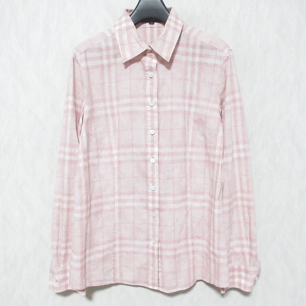 LONDON バーバリーロンドン チェックシャツ FEA 49-049-12 サイズ40 ピンク レディース 古着