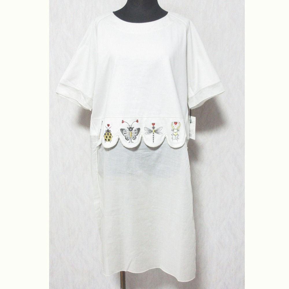 OLLEBOREBLA オレボレブラ アルベロベロ 刺繍 カットソー チュニック 636346 サイズM ライトベージュ レディース 古着