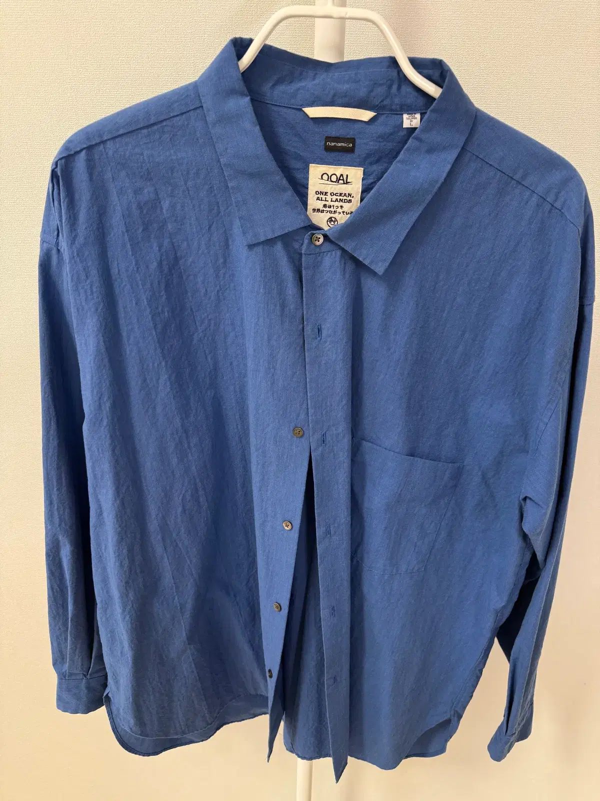 nanamica OOAL L S WIND AND WISH シャツ シーブルー Lサイズ