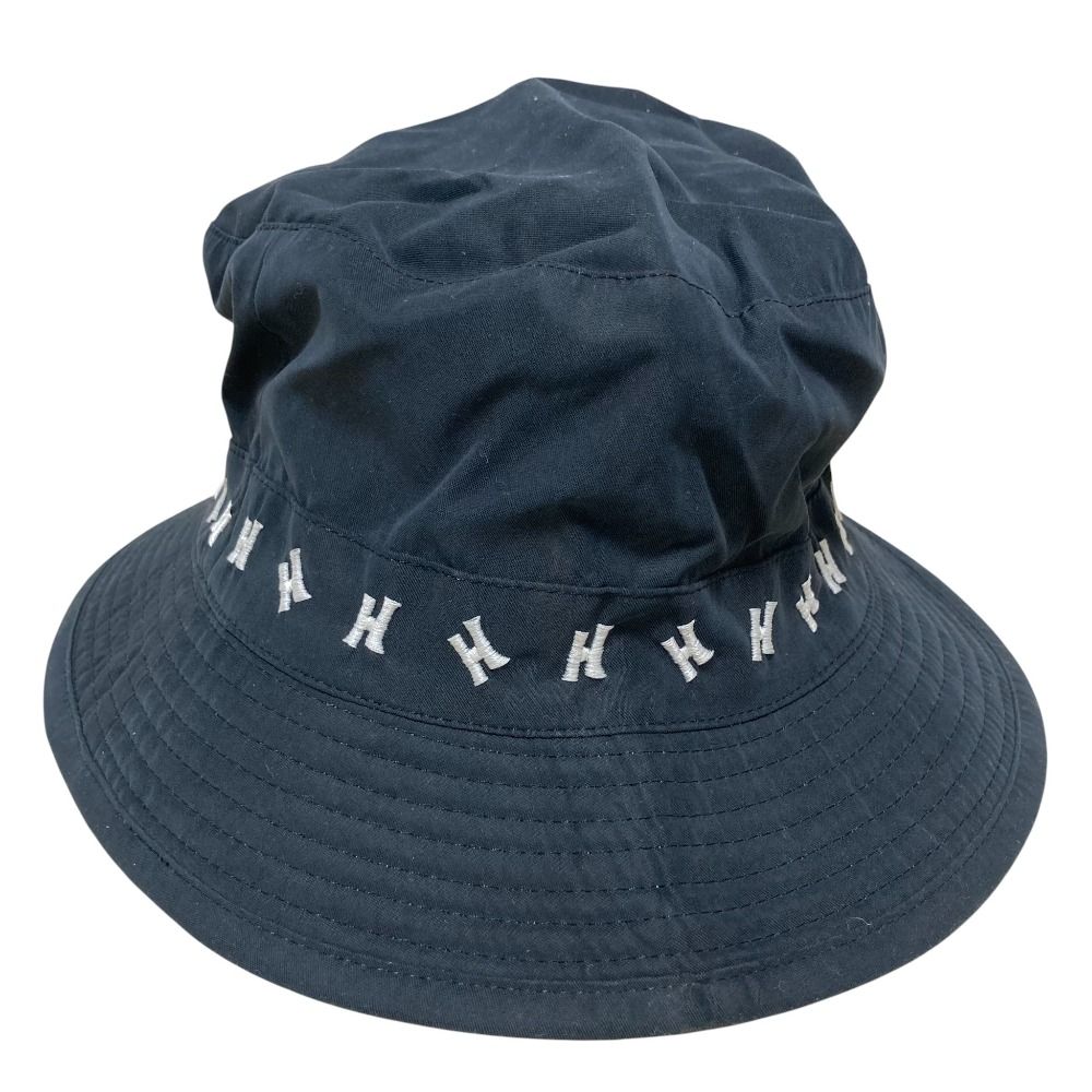HERMES バケットハット Hロゴ刺繍 レディース フランス製 56 ブラック 美品 HERMES エルメス Hロゴ刺繍 バケットハット サイズ59 ブラック