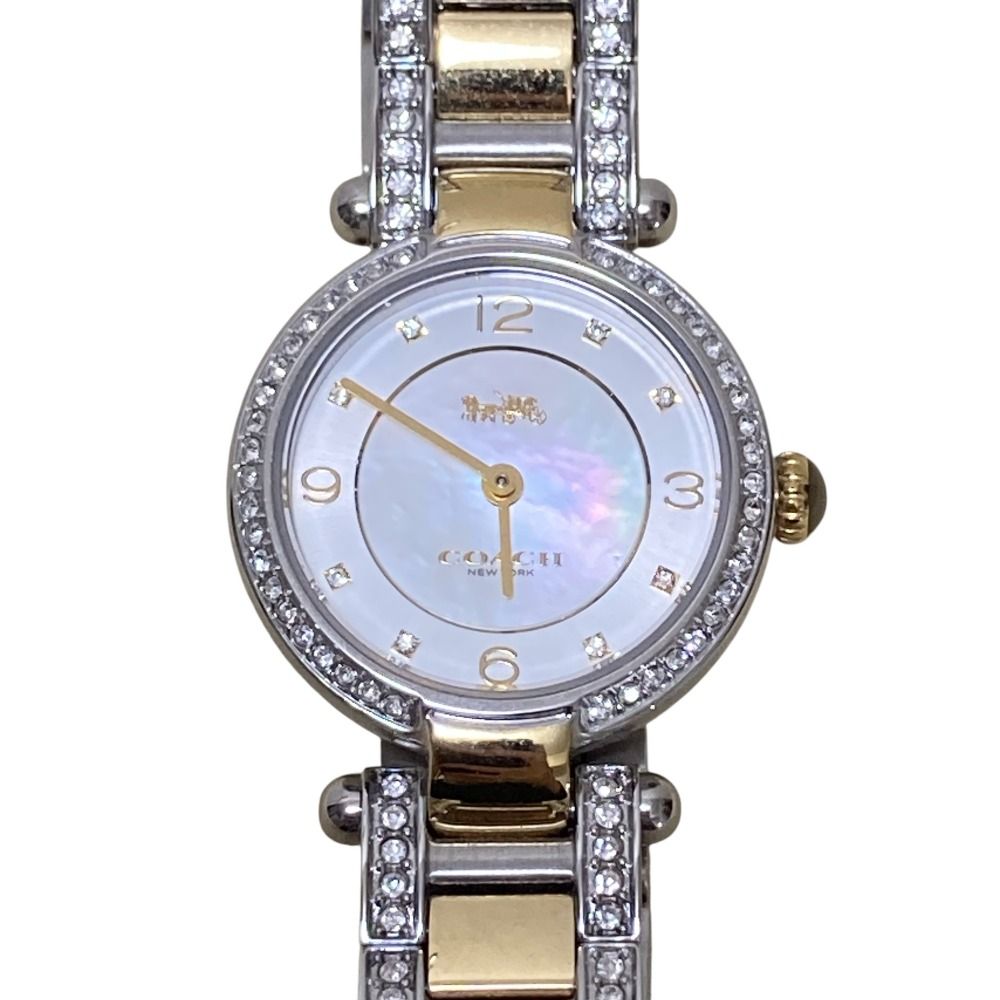 COACH コーチ レディースウォッチ 腕時計 CA 148 シェル文字盤 シルバー レディース 古着