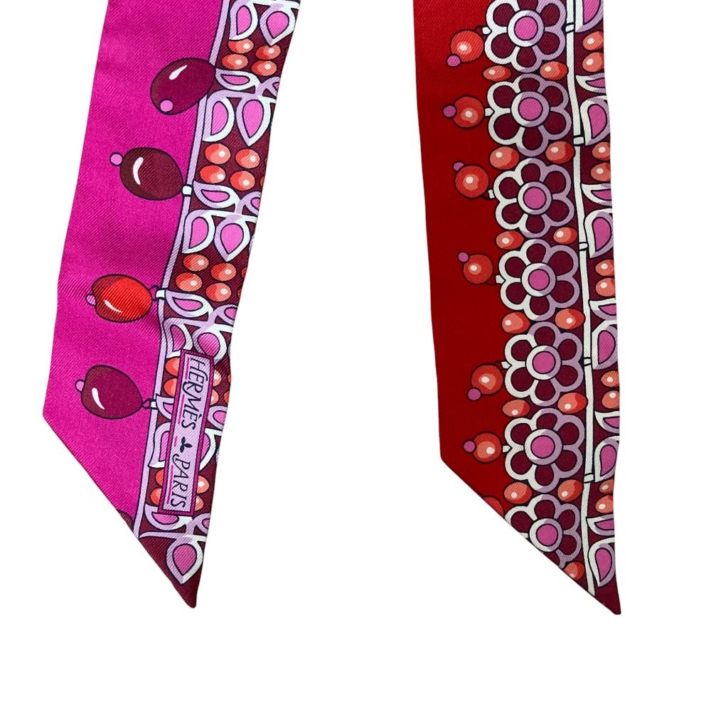 HERMES ツイリー2本組 マハラジャの装身具 赤ピンク系 エルメス HERMES