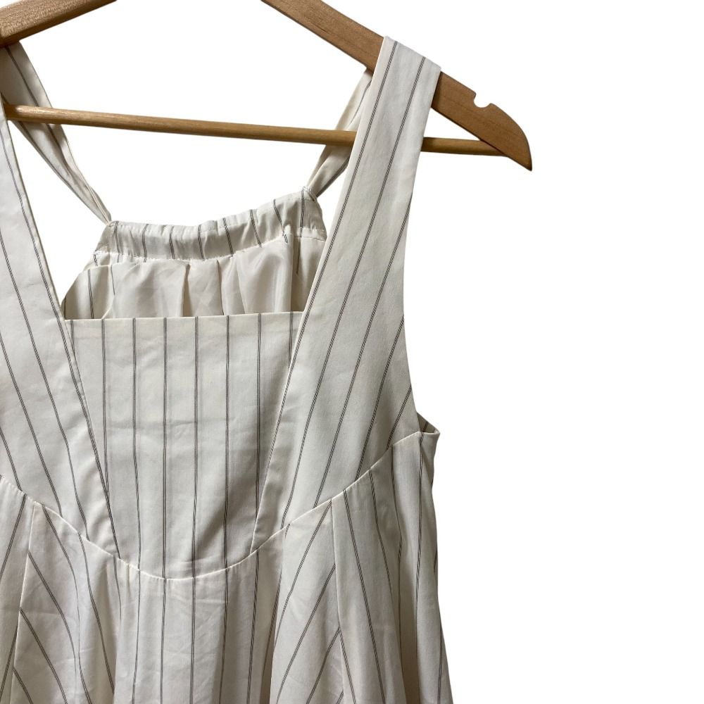 Venica ヴェニカ Volume tiered dress ノースリーブ ロングワンピース VE 25 A 21 F STRIPE サイズF ライトベージュ レディース 古着