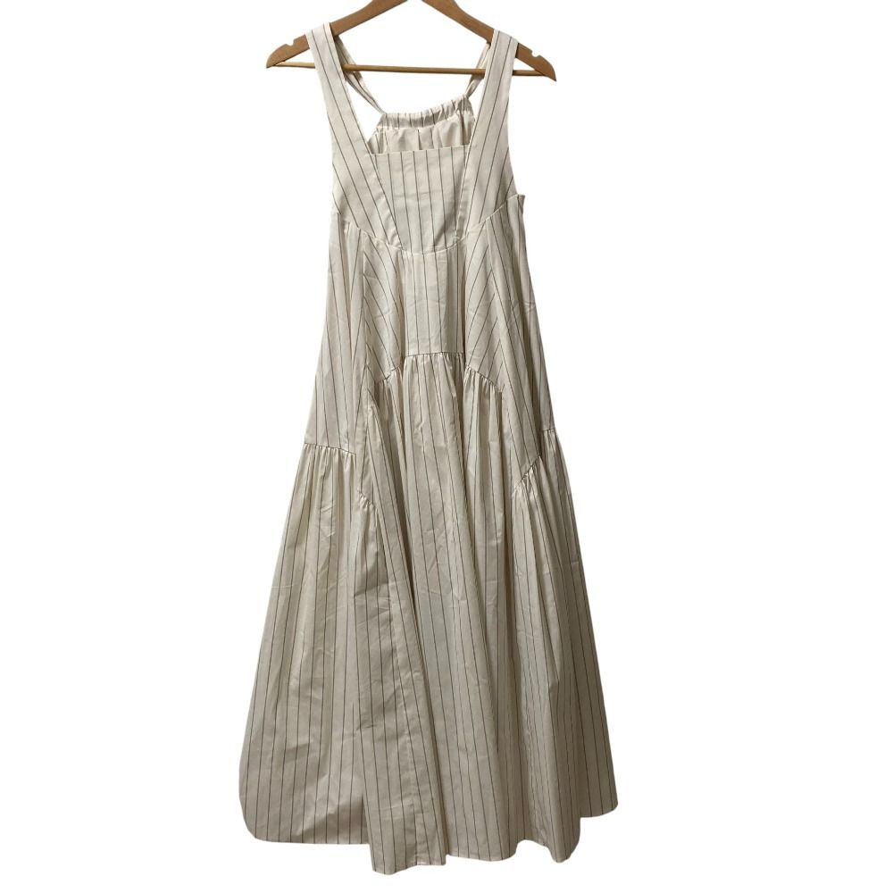 Venica ヴェニカ Volume tiered dress ノースリーブ ロングワンピース VE 25 A 21 F STRIPE サイズF ライトベージュ レディース 古着