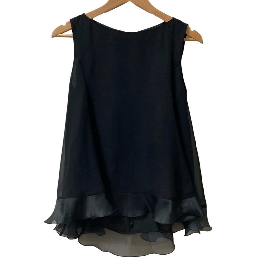 FOXEY フォクシー Mille-Feuille Blouse ノースリーブブラウス 44350 サイズ38 ブラック レディース 古着