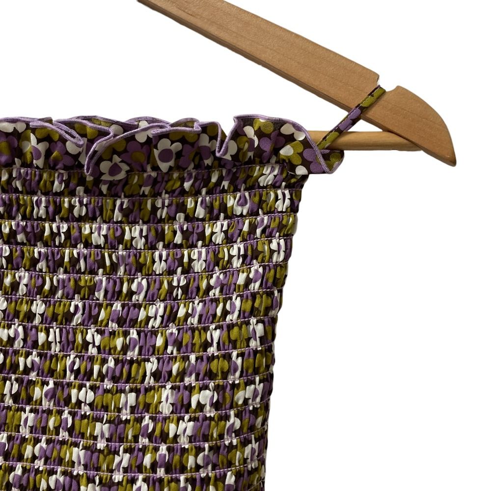 CELINE セリーヌ フラワープリント シャーリングビスチェ ベアトップ サイズ38 マルチ レディース 古着