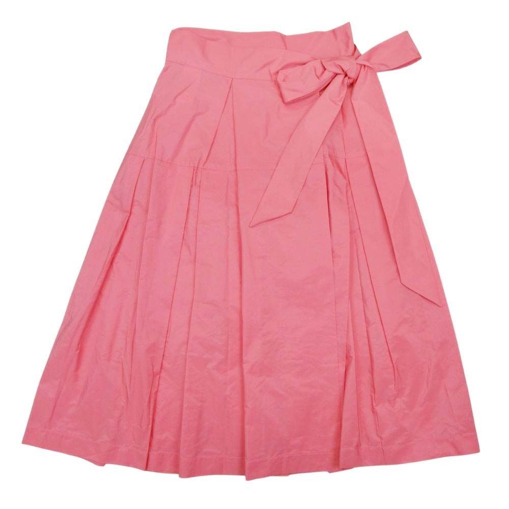 JIL SANDER NAVY ジルサンダーネイビー リボンウエスト ミモレ ラップスカート フ タック 38 コーラルピンク レディース 古着