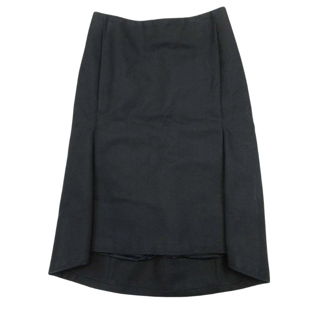 バレンシアガ 456755 KICK SKIRT ボックススカート 膝丈 イレギュラーヘム コットン 34 黒 ブラック レディース 古着