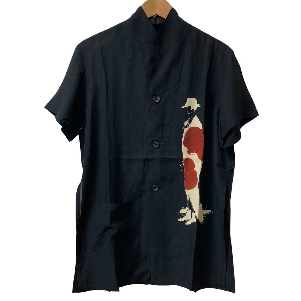 Y s Yohji Yamamoto ワイズ ヨウジヤマモト 女優抜染 ショートスリーブシャツ YK-J 09-213 ブラック メンズ レディース 古着
