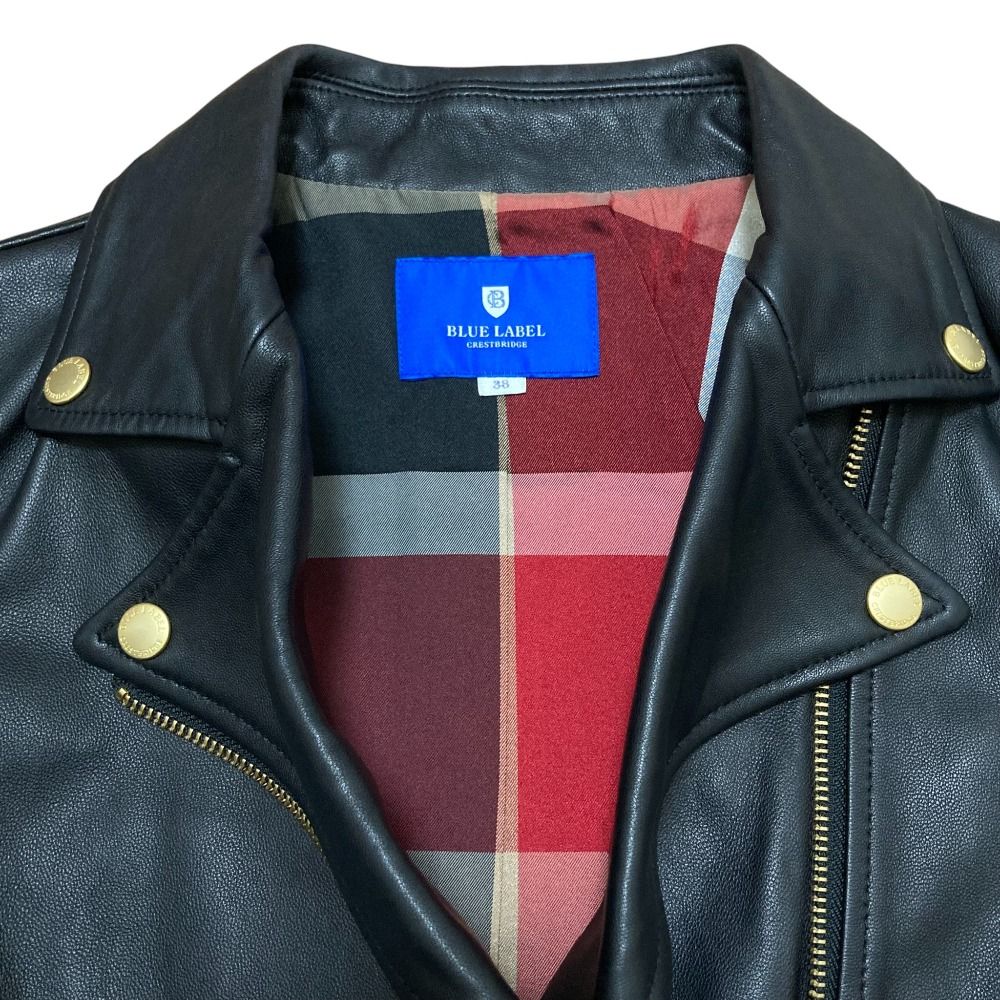 BLUE LABEL CRESTBRIDGE ダブルライダースジャケット 38 美品 BLUE LABEL CRESTBRIDGE ブルーレーベルクレストブリッジ