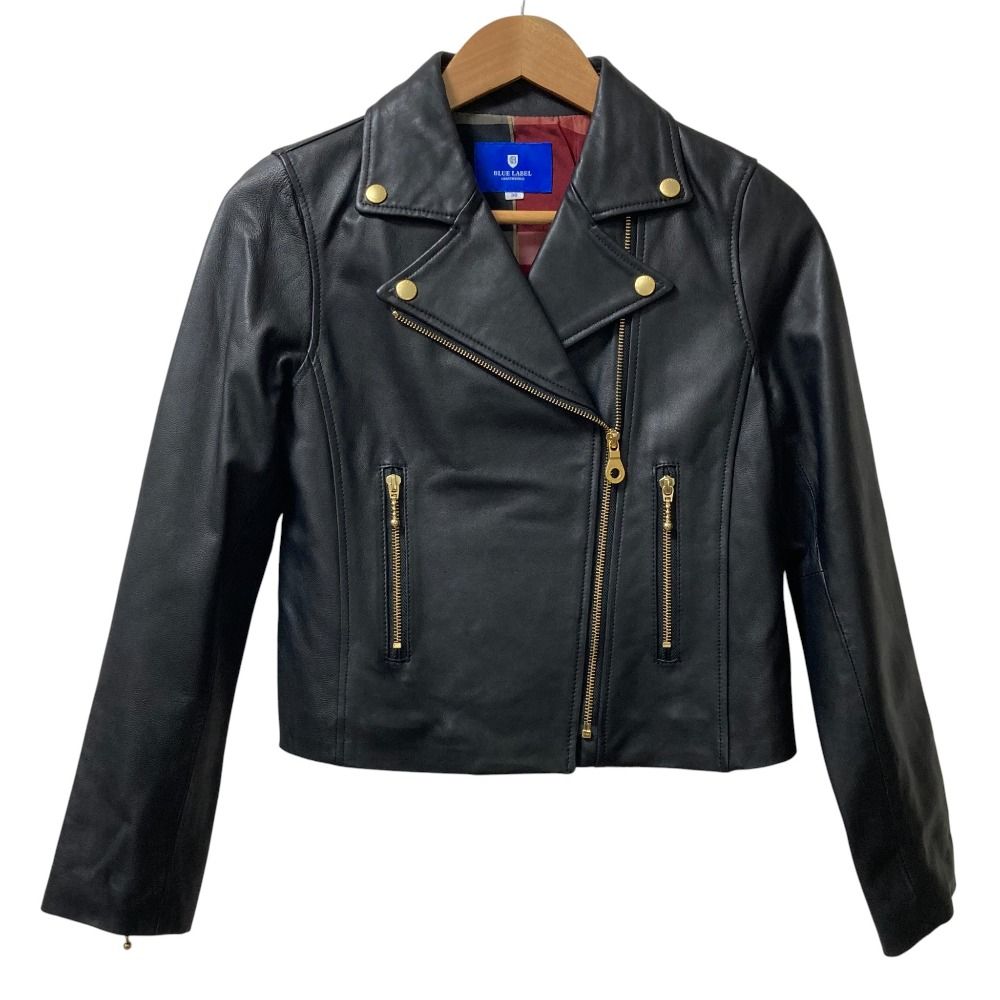 【確約商品】ブルーレーベルクレストブリッジレザー ダブルライダースジャケット 美品 BLUE LABEL CRESTBRIDGE ブルーレーベルクレストブリッジ