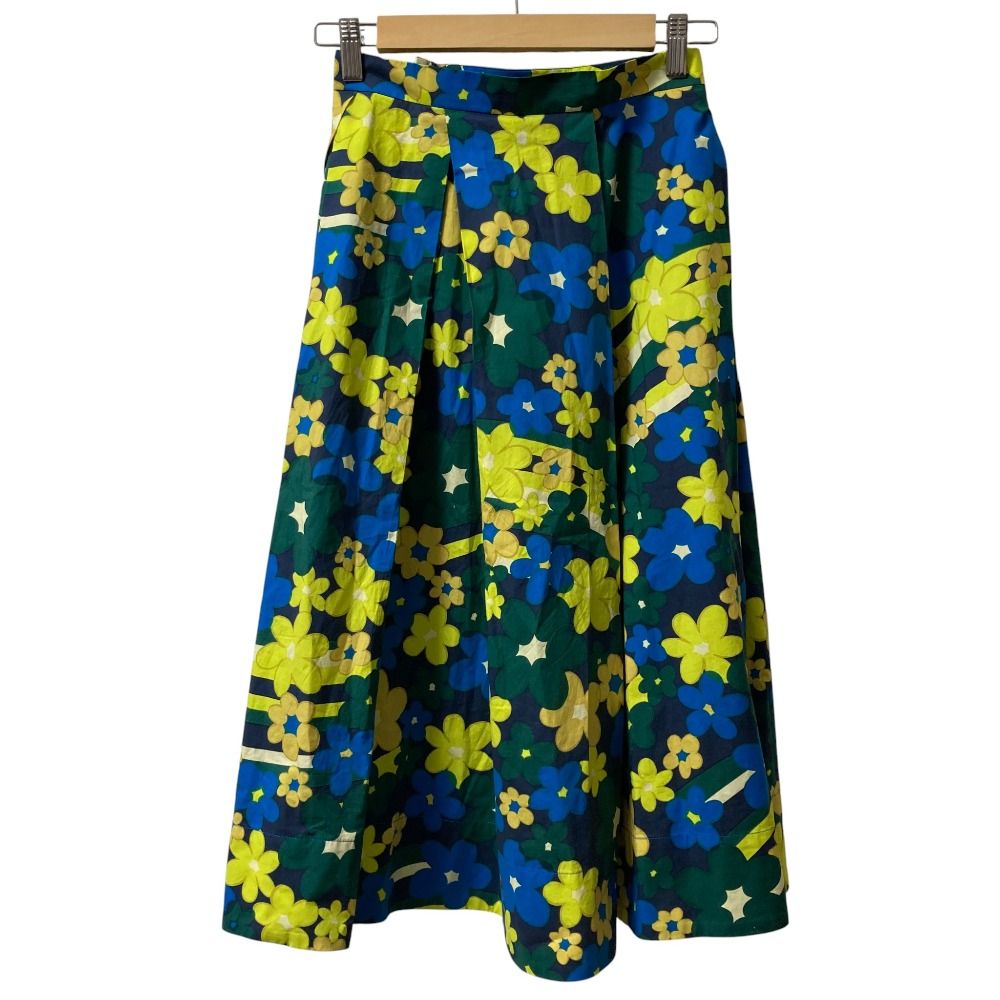 美品 MARNI マルニ フラワープリント コットン ロングフレアスカート  
