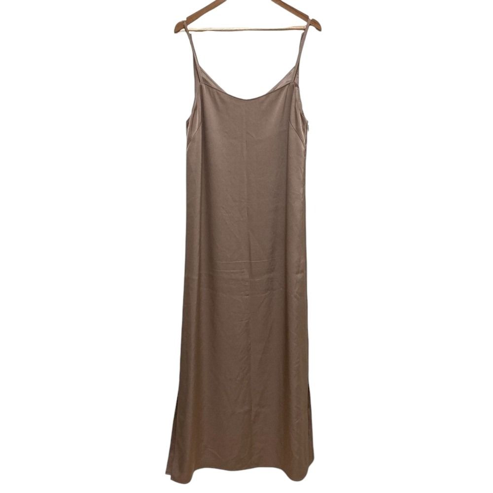 25 SS NOBLE ノーブル 洗える ルナサテンコンフォートキャミワンピース ベージュ レディース 古着