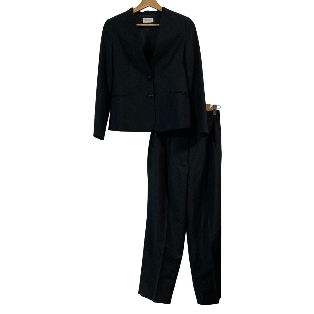 美品 PLST プラステ ノーカラージャケット パンツ スーツ セットアップ
