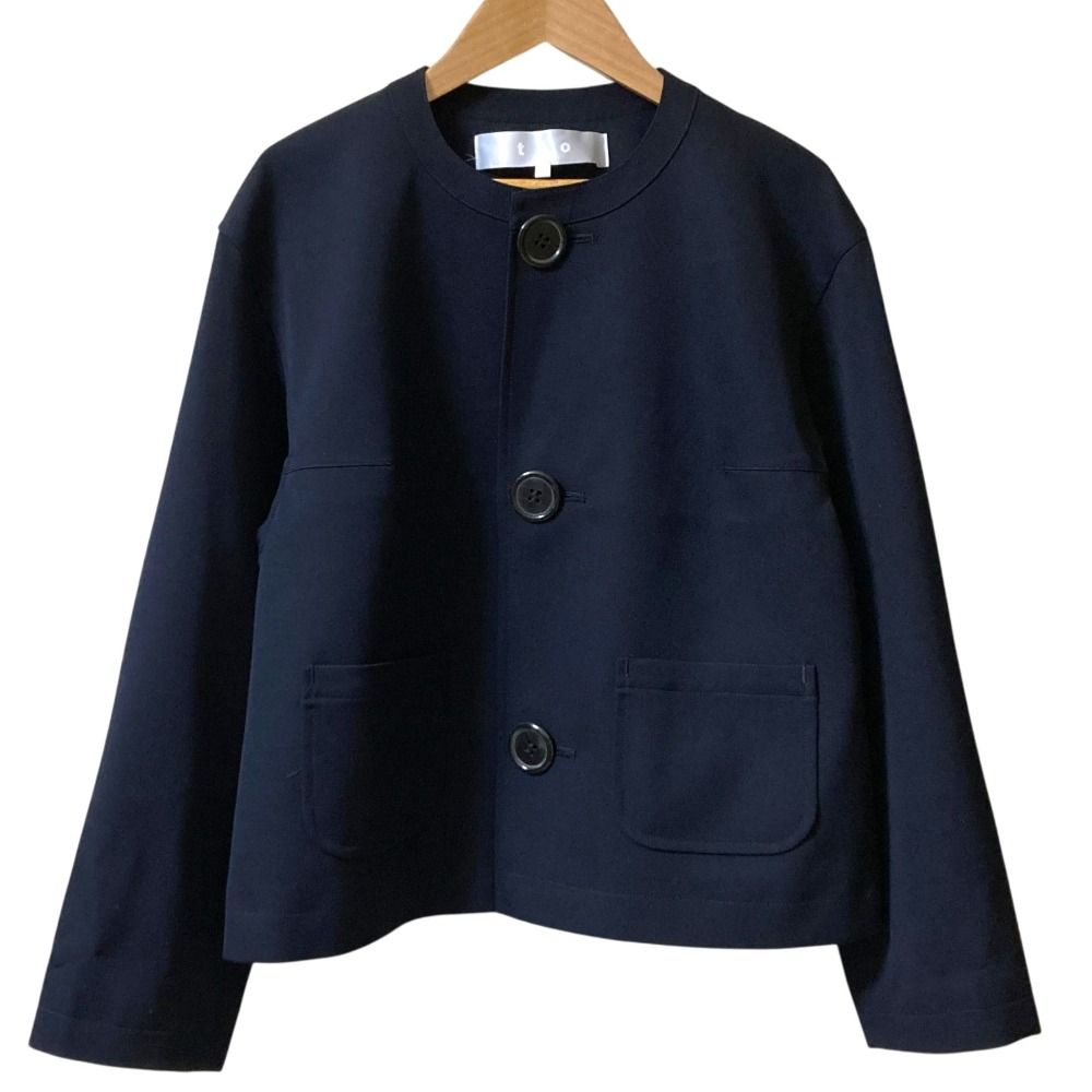 AD 2025 tao COMME des GARCONS タオ コムデギャルソン ウールギャバ後染ジャケット TC J 100 サイズL ネイビー レディース 古着