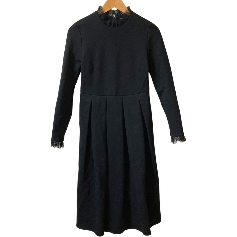 22 AW TSURU by Mariko Oikawa ツルバイマリコオイカワ Georgius フリルドレスワンピース DR 2229640 サイズ36 ブラック レディース 古着