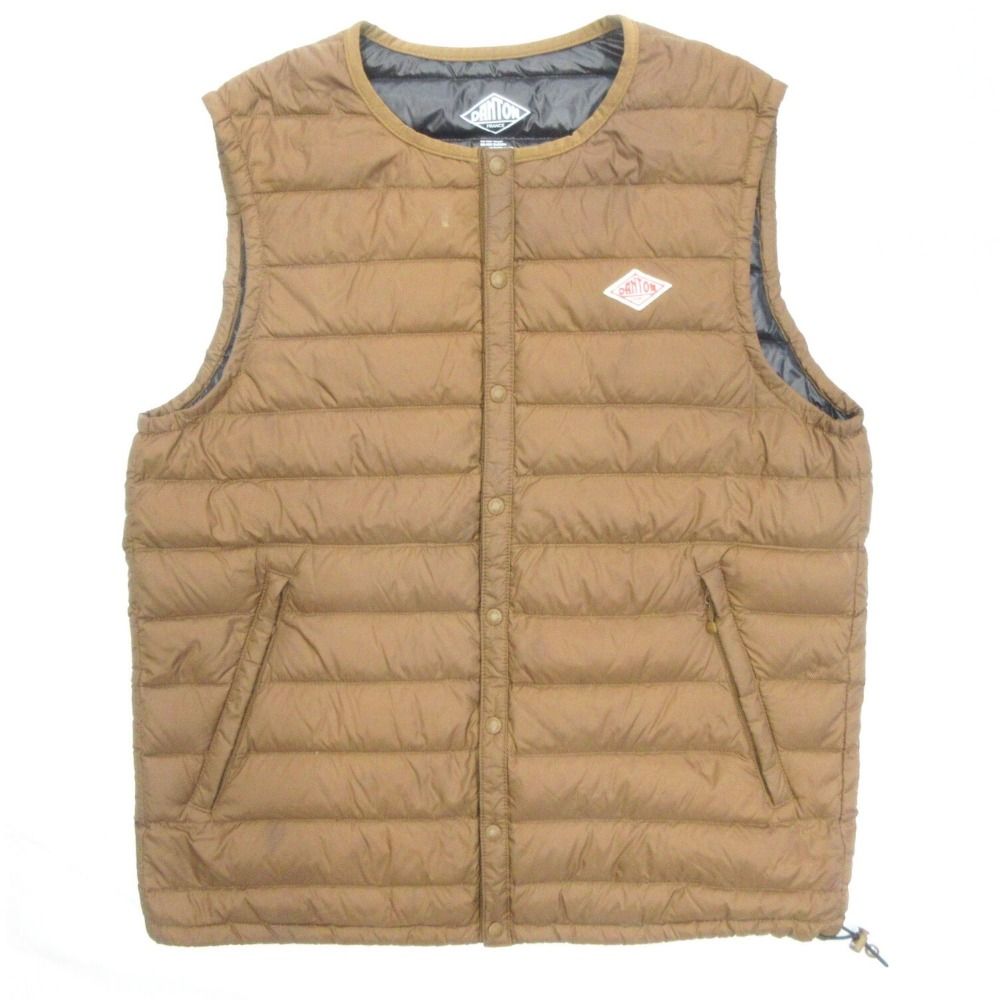 DANTON ダントン インナー ダウン ベスト ジャケット ブルゾン ナイロン ロゴ JD 8752 サイズ40 茶 ブラウン レディース 古着