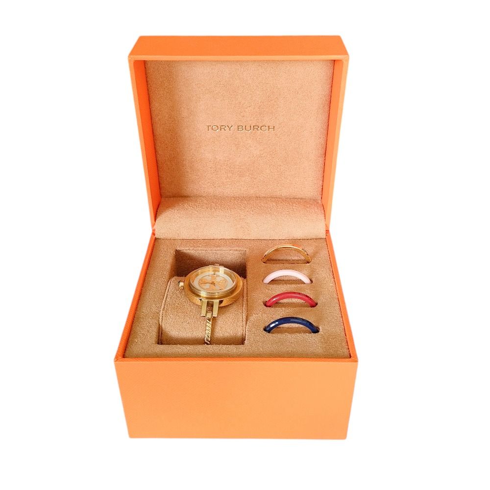 TORY BURCH トリーバーチ REVA チェンジベゼル ウォッチ 腕時計 き TBW 4029 ゴールド レディース 古着
