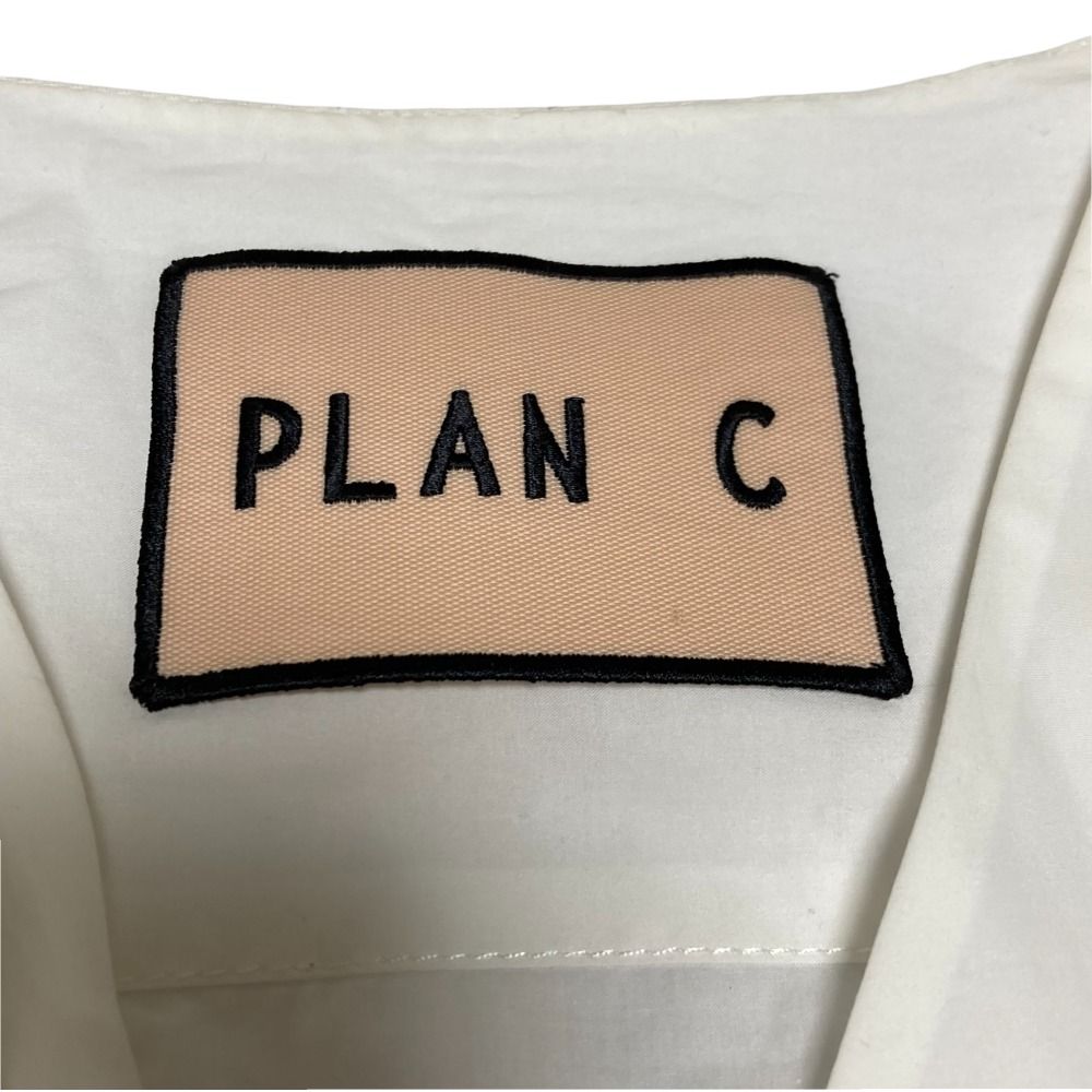 美品 Plan C プランシー コットンポプリンVネックショートスリーブ