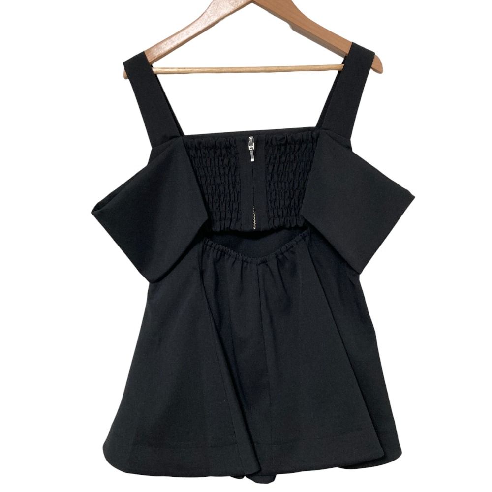 24 AW FRAY I.D フレイ アイディー オフショルペプラムトップス ブラウス サイズ1 ブラック レディース 古着