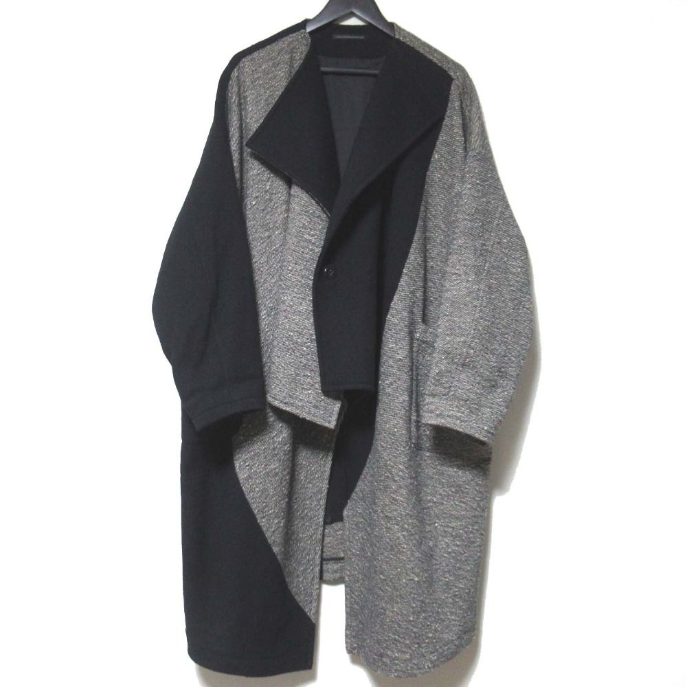 Y s ワイズ ヨウジヤマモト アシンメトリー ツイードコート YC C 20 106 サイズ1 ブラック レディース 古着