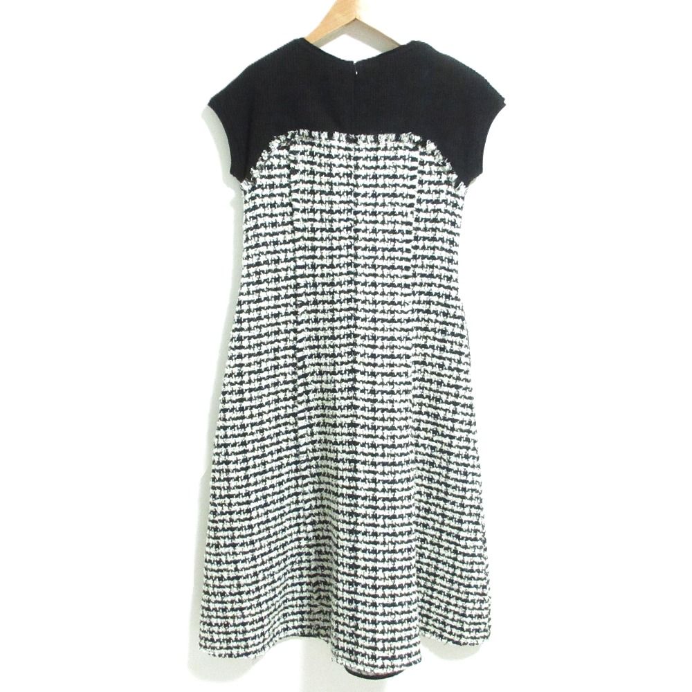 24 AW Ballsey ボールジー トゥモローランド ニットコンビツイード フレンチスリーブワンピース 11 06 44 06131 36 ブラック レディース 古着