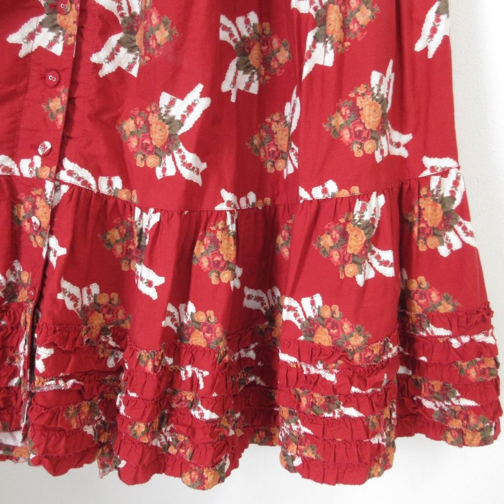 良品 PINK HOUSE ピンクハウス フラワープリント フリル ティアード  