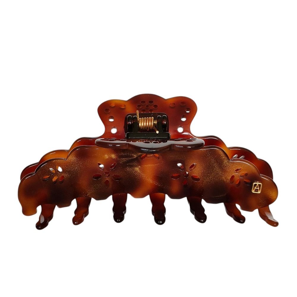 ALEXANDRE DE PARIS アレクサンドルドゥパリ ラメ べっ甲 ヘアクリップ ヘア ブラウン レディース 古着