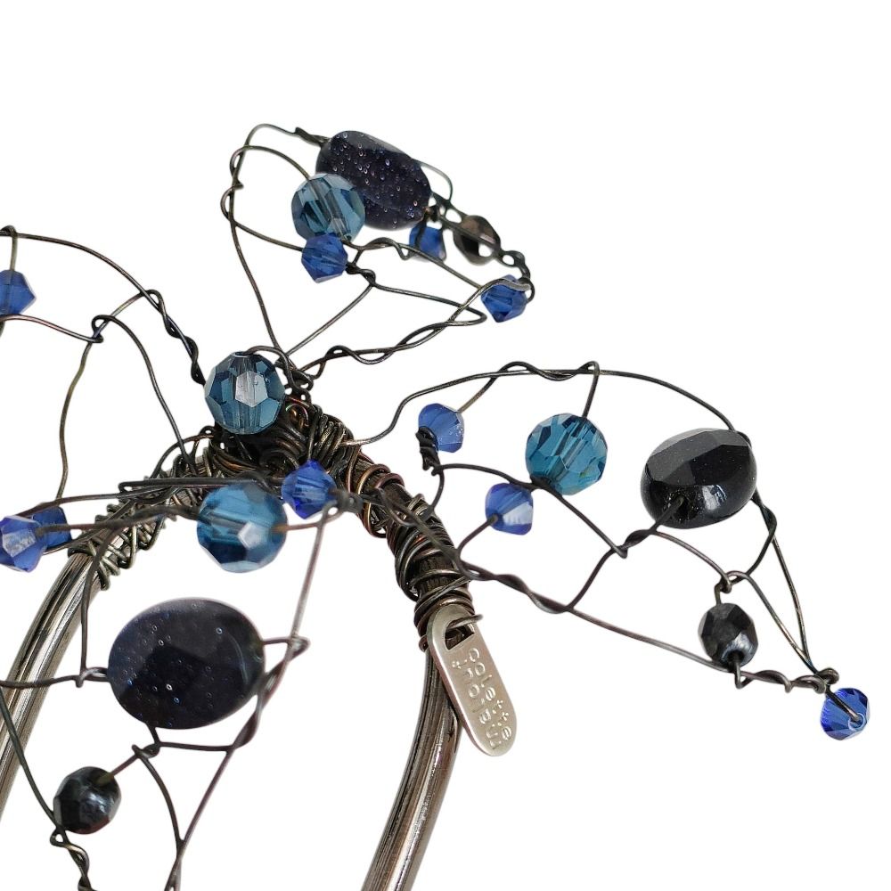 colette malouf コレットマルーフ フラワー ワイヤービジュー メタルヘアピン かんざし ヘア ブルー×シルバー レディース 古着