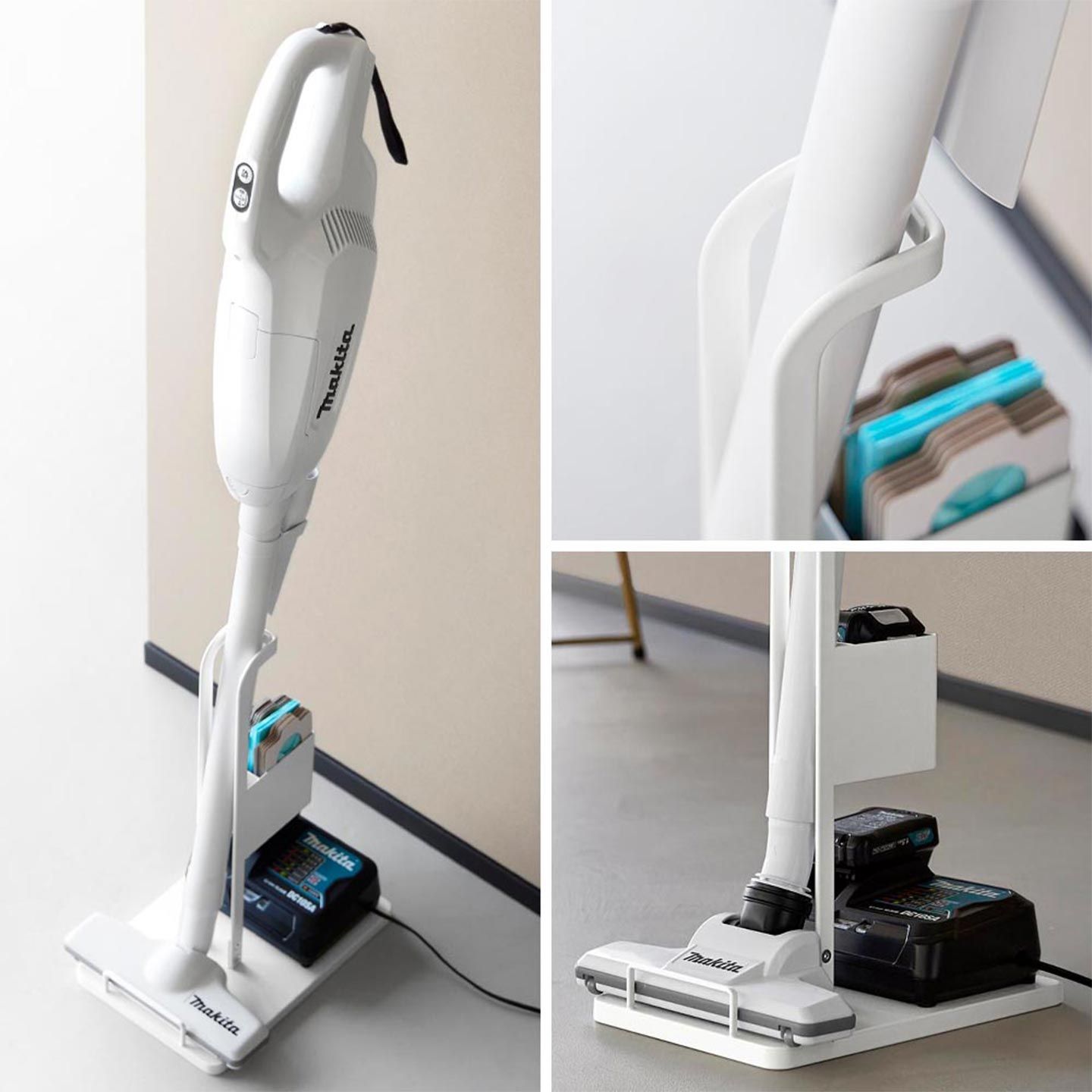 山崎実業 スティッククリーナー紙パック＆充電器収納スタンド タワー 