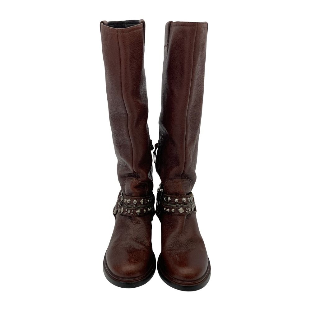 MIU ミュウミュウ スタッズベルト付き エンジニアブーツ サイズ39 24.5 cm程度 ブラウン レディース 古着