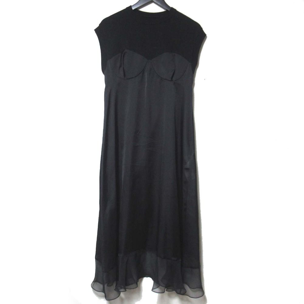 23 SS Sacai サカイ Cotton Jersey Dress ロング丈 ドッキング ワンピース 23-06562 サイズ2 ブラック レディース 古着