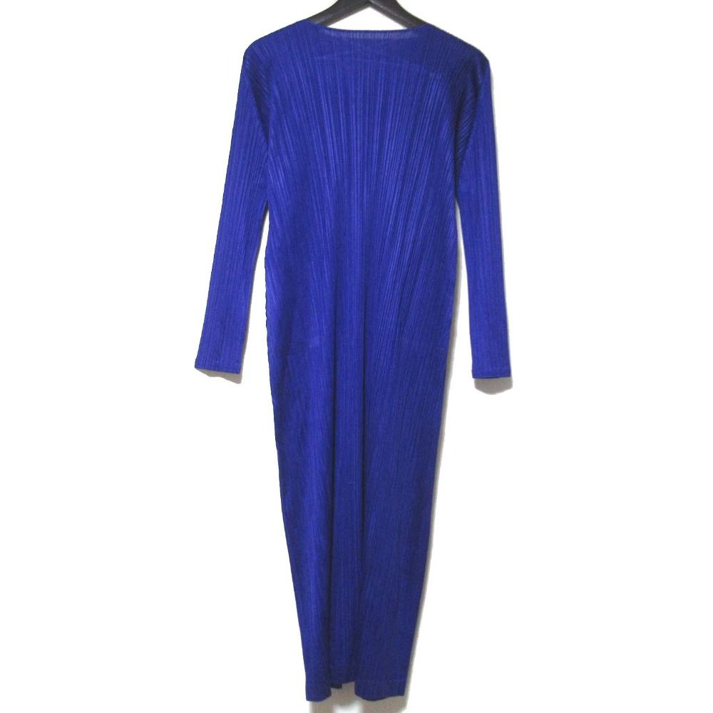 極美　プリーツプリーズ イッセイミヤケ　ロングワンピース　パープルブルー　M 極美品◇プリーツプリーズ イッセイミヤケ プリーツロングワンピース