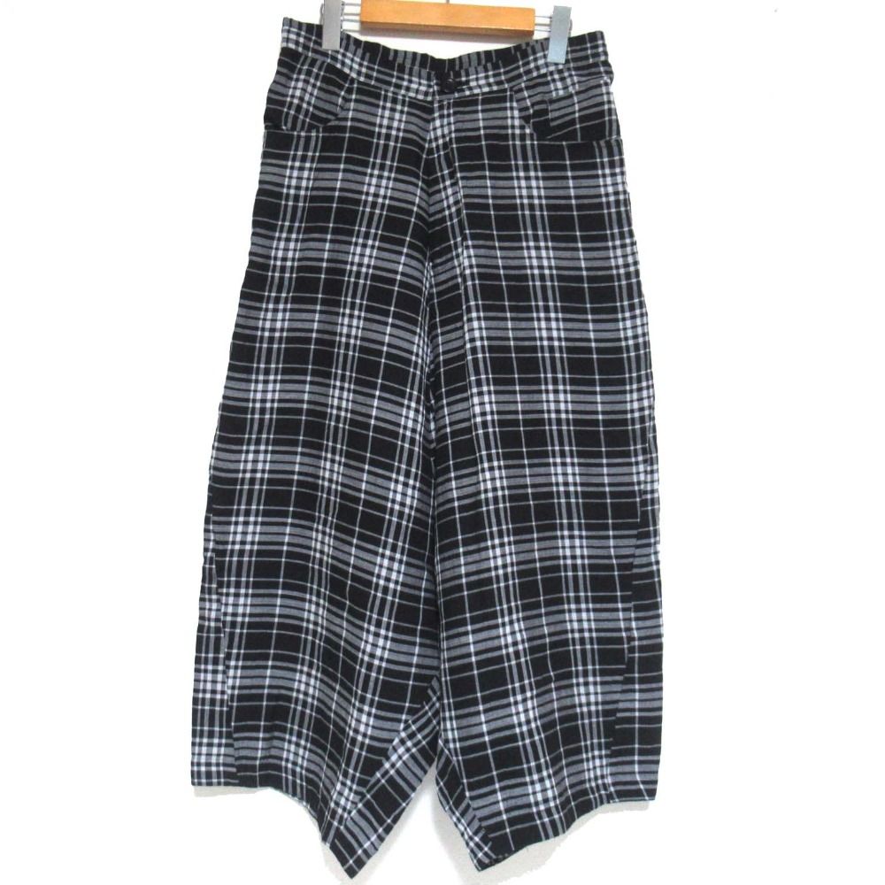 Y’s ワイズ ヨウジヤマモト チェック柄 ワイド サルエルパンツ YT-P 31-029 サイズ1 ブラック×ホワイト レディース 古着