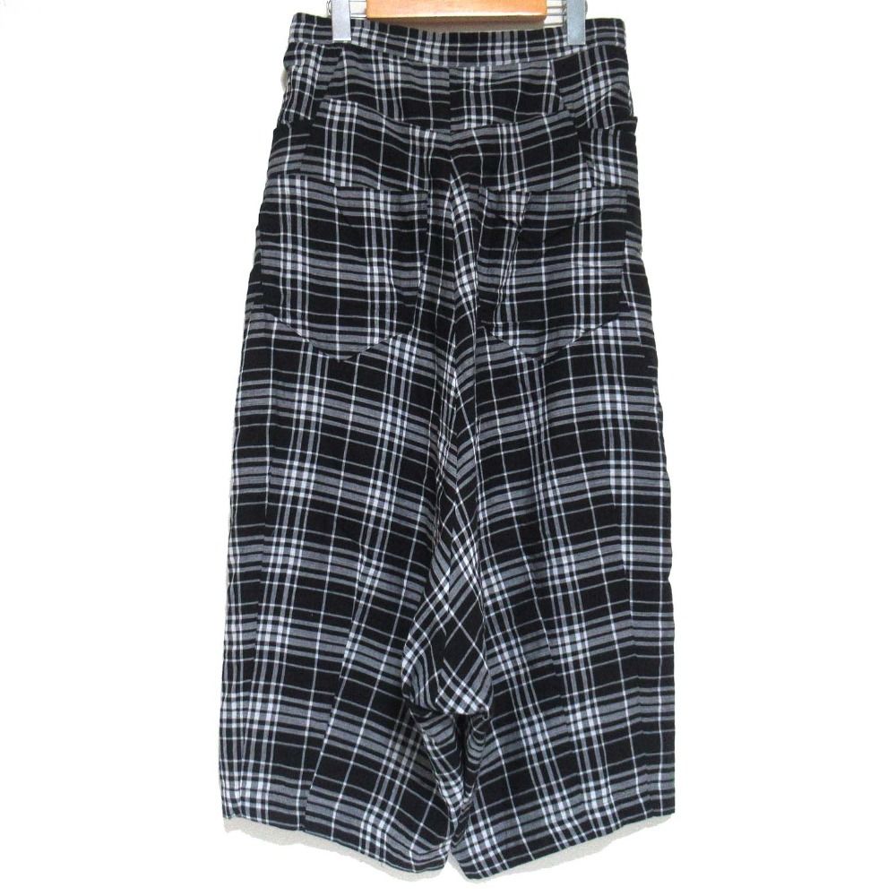 Y’s ワイズ ヨウジヤマモト チェック柄 ワイド サルエルパンツ YT P 31 029 サイズ1 ブラック ホワイト レディース 古着