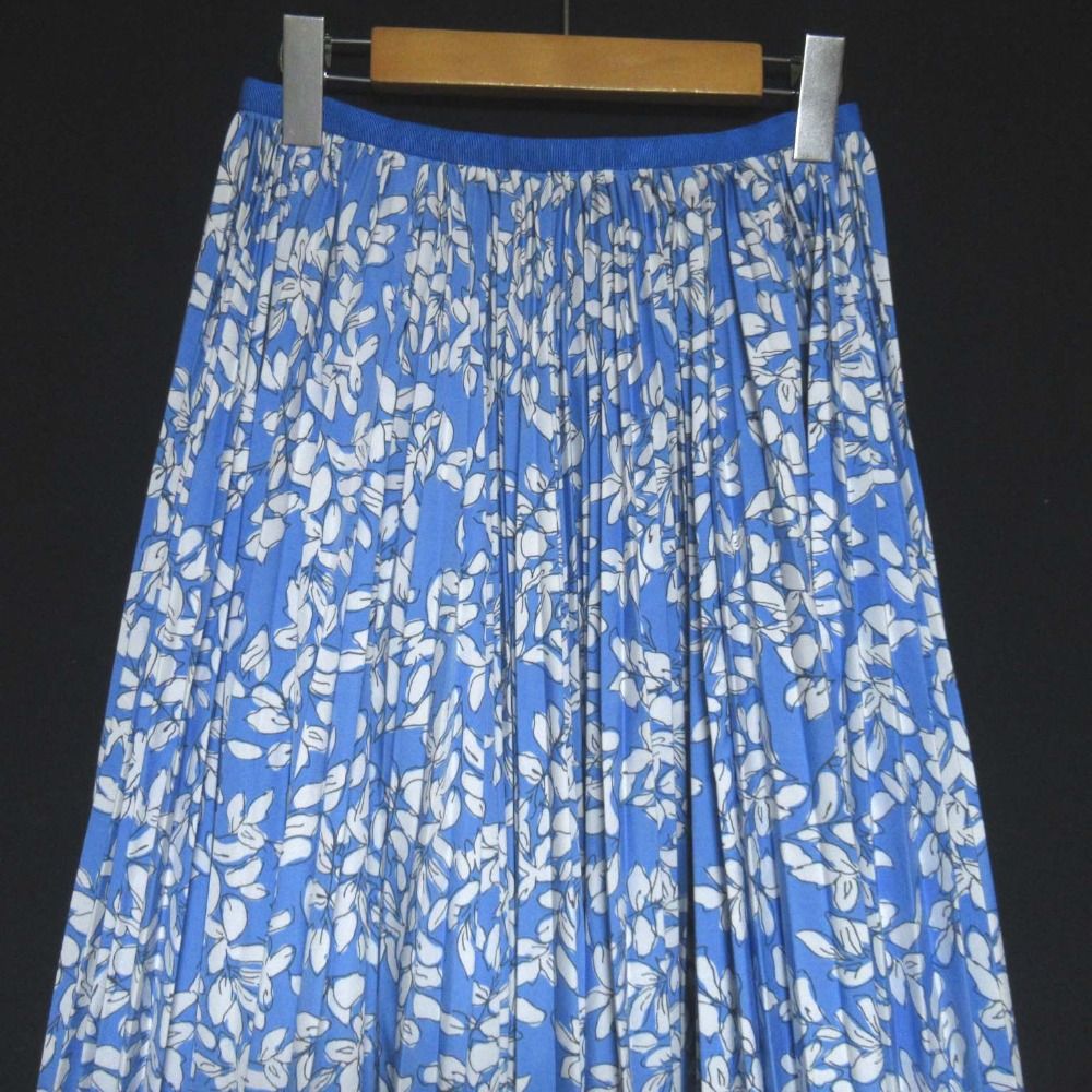 美品 Drawer ドゥロワー フラワープリント ロング丈 プリーツスカート