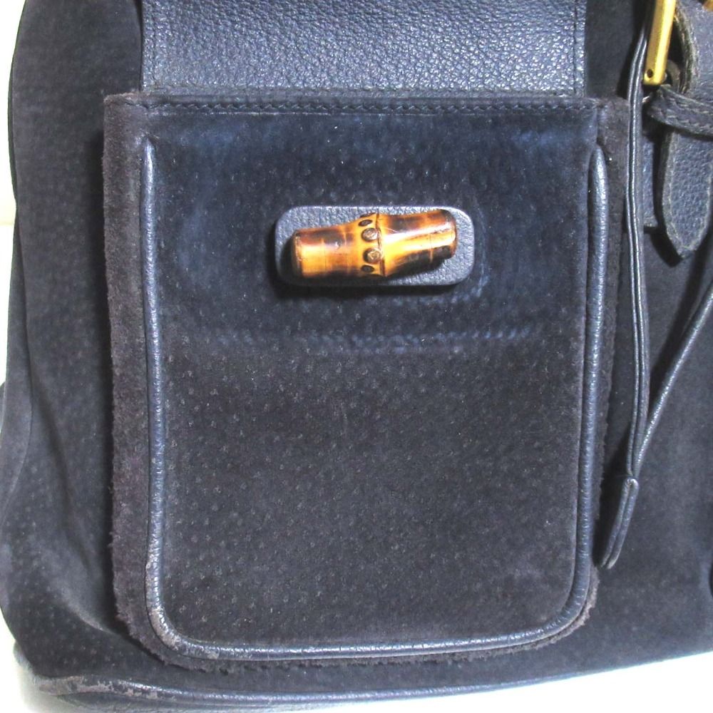 良品 GUCCI グッチ バンブーライン スエード×レザー リュックサック