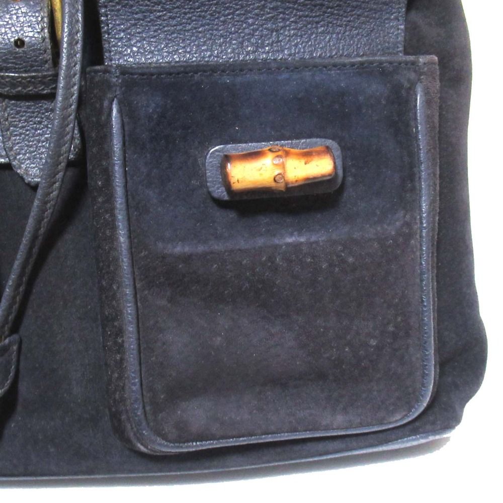 良品 GUCCI グッチ バンブーライン スエード×レザー リュックサック