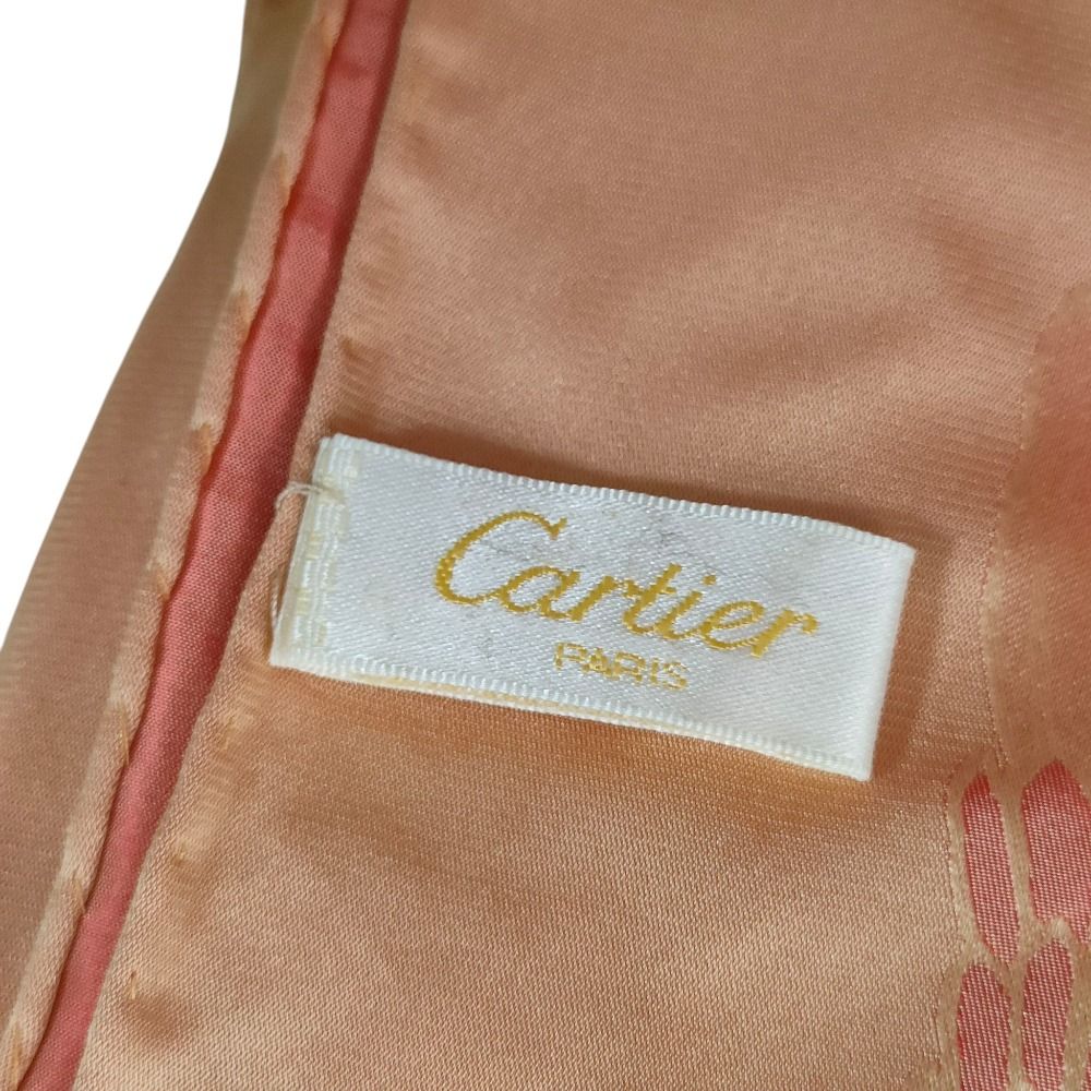 美品 CARTIER カルティエ 睡蓮 鳥 シルク100％ 大判 フリンジストール